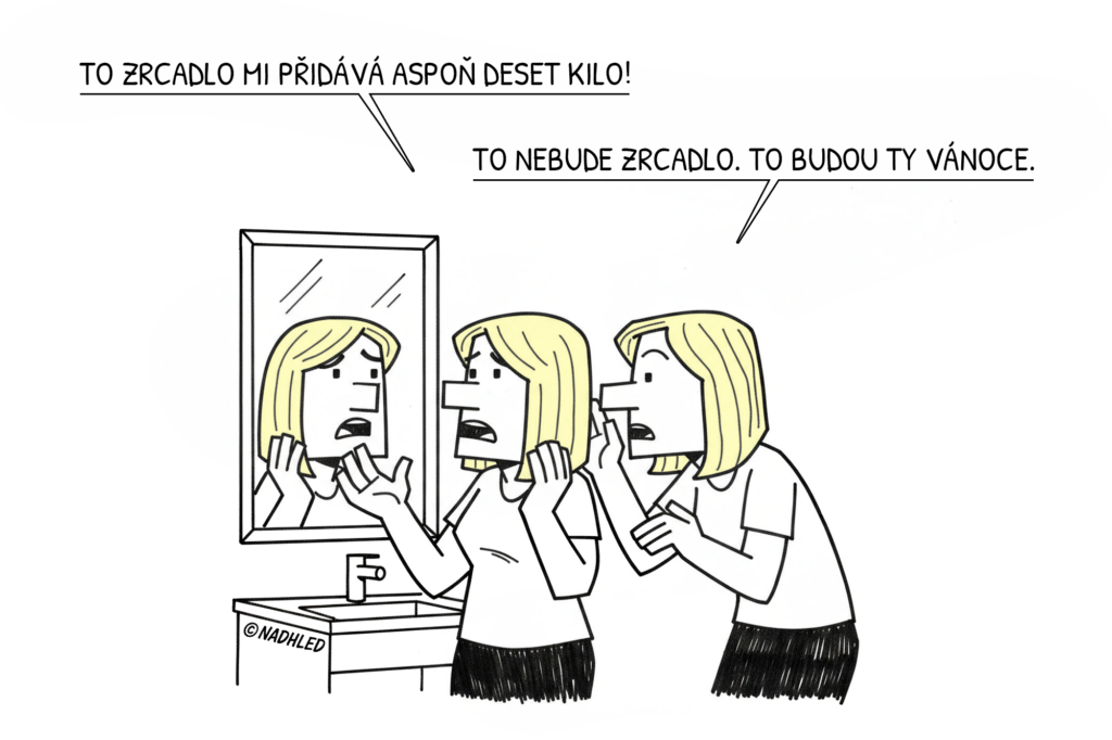 blondýnka a zrcadlo
