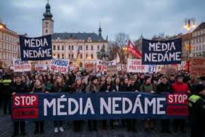 Ruce pryč od médií: občané přišli bránit obrazovku před dálkovým ovladačem vlády demonstrace média