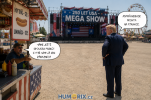 Trumpova pouť: Vedro, drahé párky a návštěvníci v režimu „z domova je líp“ trumpova pouť humorix